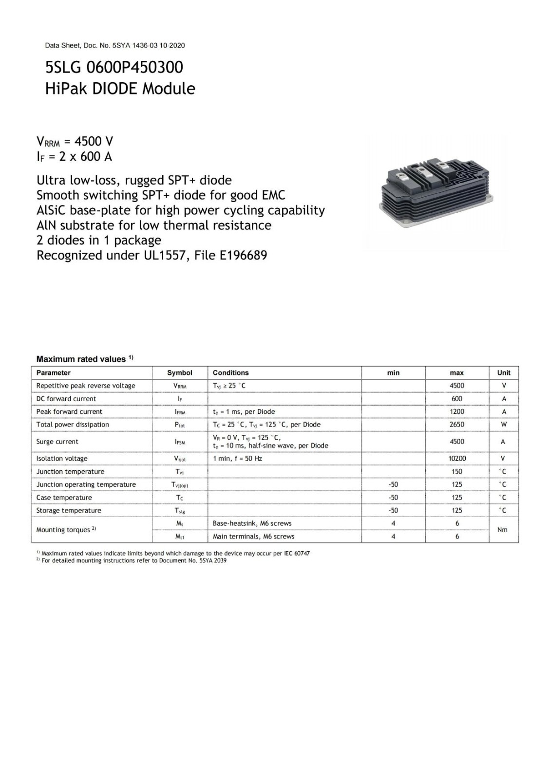 ABB IGBT模块5SLG0600P450300
